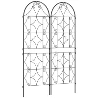 Supporto per Piante Rampicanti con Motivo, Set di 2 Tralicci da Giardino per Vite, Fiori, Verdure, in Metallo, 50 x 150 cm, Nero