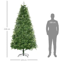 Albero di Natale Artificiale e Ignifugo per Interni con 2056 Rami e Base in Metallo, Ø124x228 cm, Verde