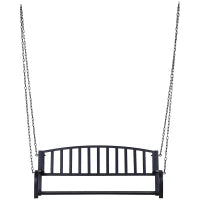 Dondolo Sospeso da Giardino con 2 Posti, Romantica Panchina in Metallo Nero per Esterni, 127 x 60 x 47cm