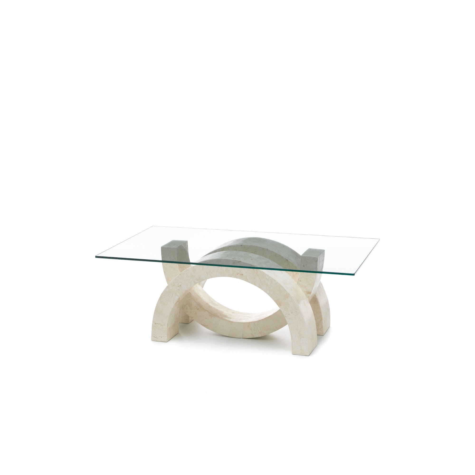 Tavolino da salotto Connectio White Agata con piana in vetro - cm 70 X 120 H. 41 | Duzzle