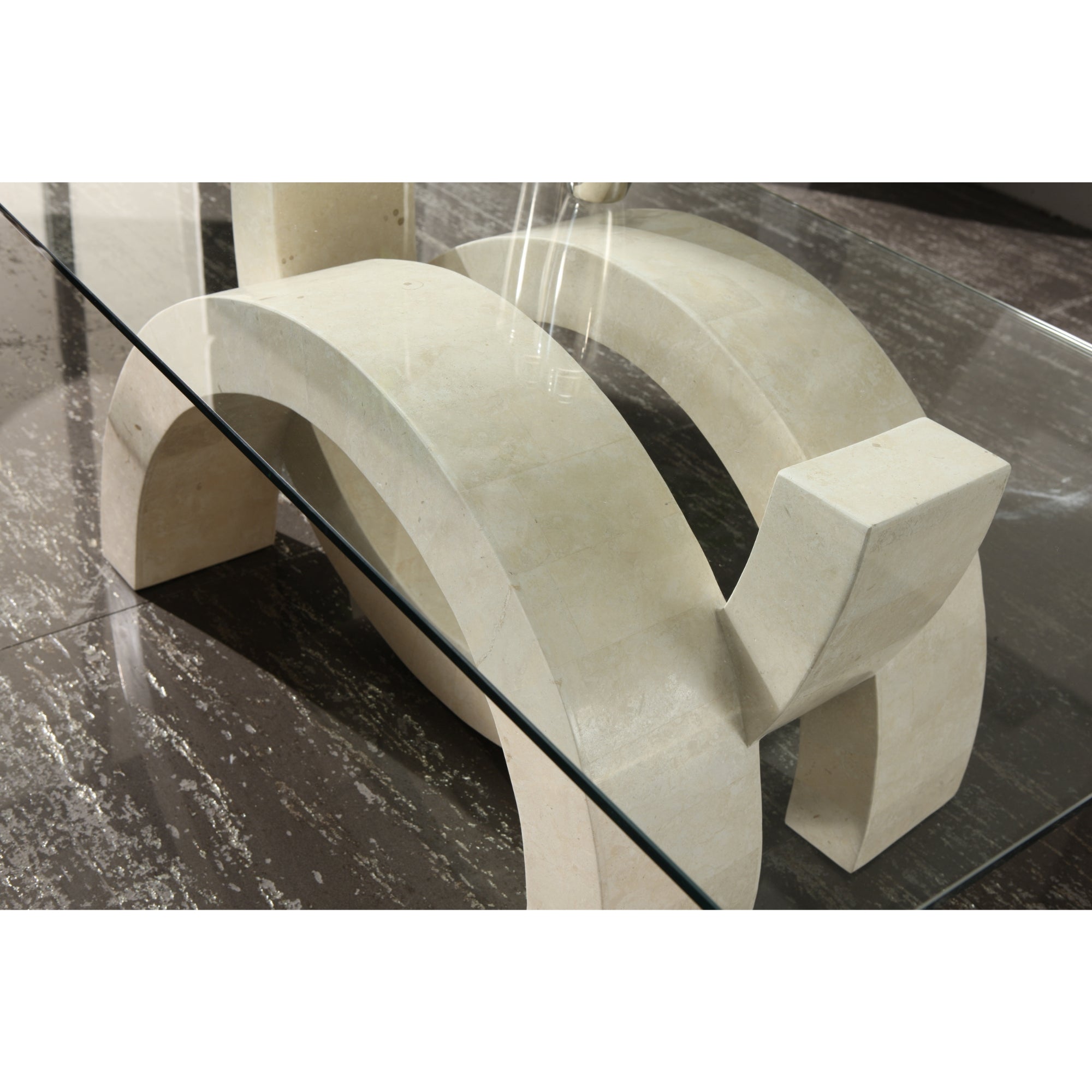 Tavolino da salotto Connectio White Agata con piana in vetro - cm 70 X 120 H. 41 | Duzzle