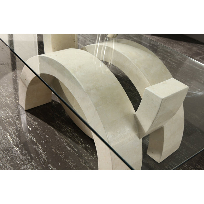 Tavolino da salotto Connectio White Agata con piana in vetro - cm 70 X 120 H. 41 | Duzzle