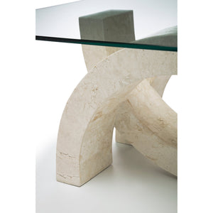 Tavolino da salotto Connectio White Agata con piana in vetro - cm 70 X 120 H. 41 | Duzzle