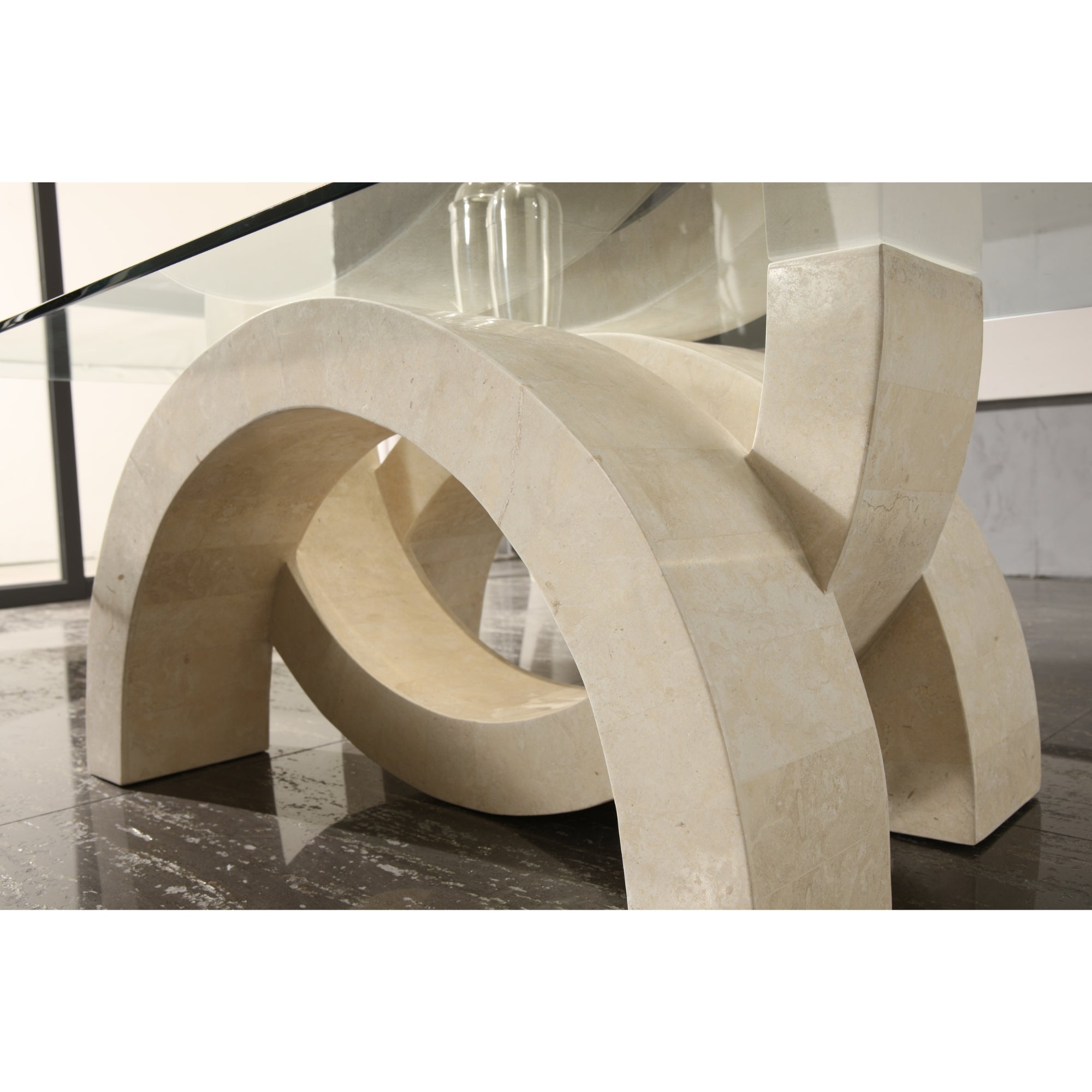 Tavolino da salotto Connectio White Agata con piana in vetro - cm 70 X 120 H. 41 | Duzzle