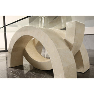 Tavolino da salotto Connectio White Agata con piana in vetro - cm 70 X 120 H. 41 | Duzzle