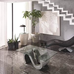 Tavolino da salotto Solus Grey Tagalog con piana in vetro - cm 70 X 120 H. 36 | Duzzle