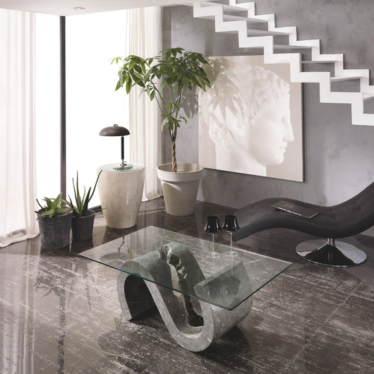 Tavolino da salotto Solus Grey Tagalog con piana in vetro - cm 70 X 120 H. 36 | Duzzle