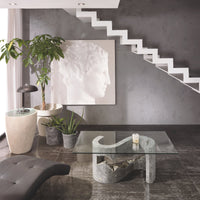 Tavolino da salotto Solus Grey Tagalog con piana in vetro - cm 70 X 120 H. 36 | Duzzle