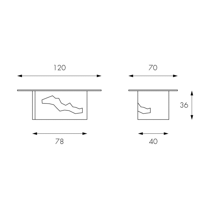 Tavolino da salotto Solus Grey Tagalog con piana in vetro - cm 70 X 120 H. 36 | Duzzle