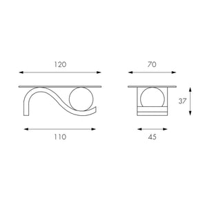 Tavolino da salotto Astra White Agata con piana in vetro - cm 70 X 120 H. 37 | Duzzle