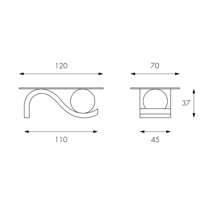 Tavolino da salotto Astra White Agata con piana in vetro - cm 70 X 120 H. 37 | Duzzle