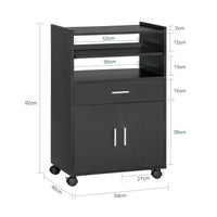 Scaffale per Forno a microonde, Carrello da cucina,credenza con route, Nero FSB09-SCH