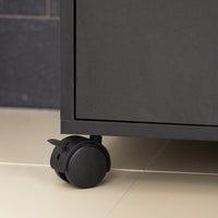 Scaffale per Forno a microonde, Carrello da cucina,credenza con route, Nero FSB09-SCH