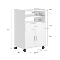 Scaffale per Forno a microonde, Carrello da cucina,credenza con route, Bianco FSB09-W