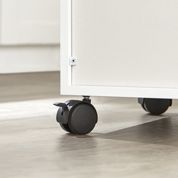 Scaffale per Forno a microonde, Carrello da cucina,credenza con route, Bianco FSB09-W