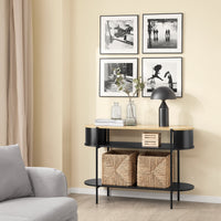 SoBuy Consolle Ingresso Tavolo Consolle Salvaspazio in Legno Chiaro e Metallo Nero, Mobile Ingresso Moderno con Ripiani, Stile Industriale per Corridoio, Soggiorno o Ufficio 110×39×76 cm FSB102-SCH