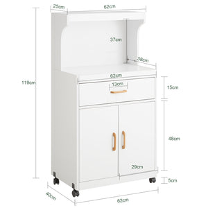 Mobile microonde Credenza cucina con route, bianco, FSB12-W