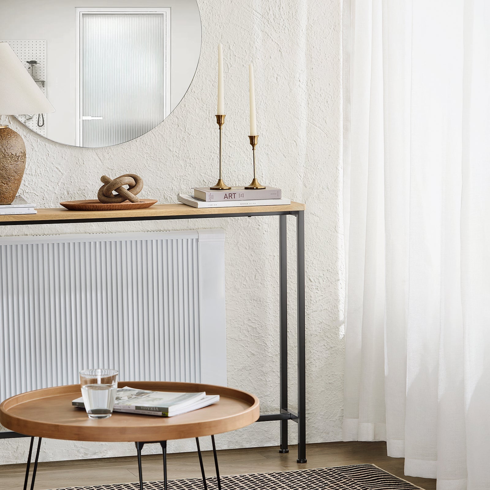 Tavolo da Consolle Vintage Tavolo da Ingresso Tavolo per Divano salvaspazio L120*P20*A80 cm Naturale FSB19-L-E