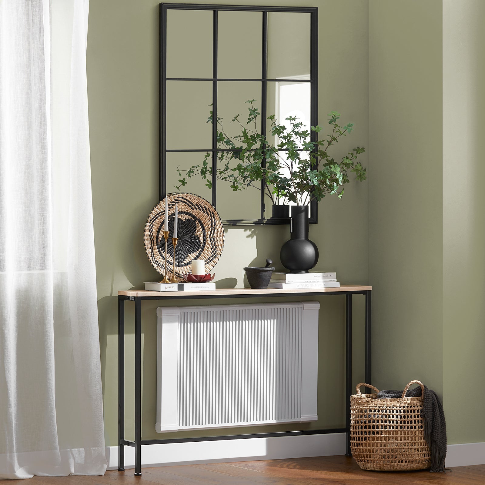 Tavolo da Consolle Vintage Tavolo da Ingresso Tavolo per Divano salvaspazio L120*P20*A80 cm Beige FSB19-XL-Z