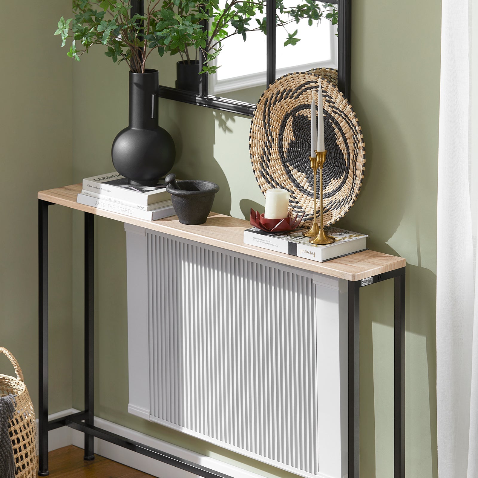 Tavolo da Consolle Vintage Tavolo da Ingresso Tavolo per Divano salvaspazio L120*P20*A80 cm Beige FSB19-XL-Z