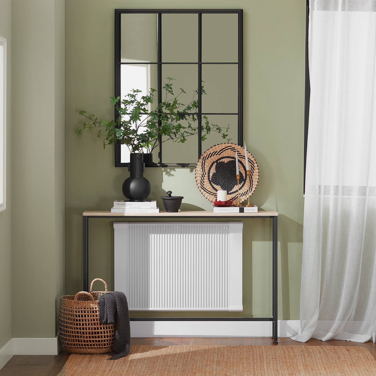 Tavolo da Consolle Vintage Tavolo da Ingresso Tavolo per Divano salvaspazio L120*P20*A80 cm Beige FSB19-XL-Z