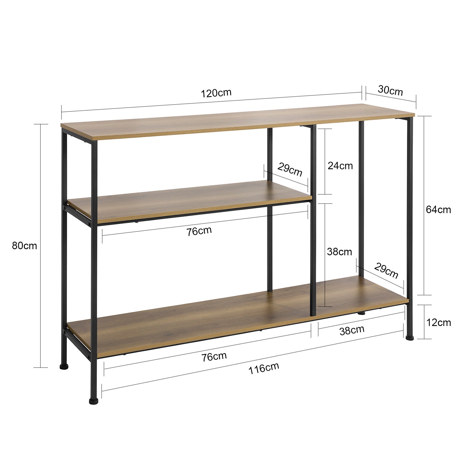 Tavolo da Consolle Vintage Tavolo da Ingresso Tavolo per Divano salvaspazio 3 Ripiani FSB35-PF