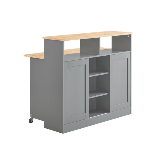 Credenza con ante scorrevoli Isola cucina con piano di lavoro espandibile Credenza cucina Credenza grigio chiaro 110x68x97cm, FSB36-HG