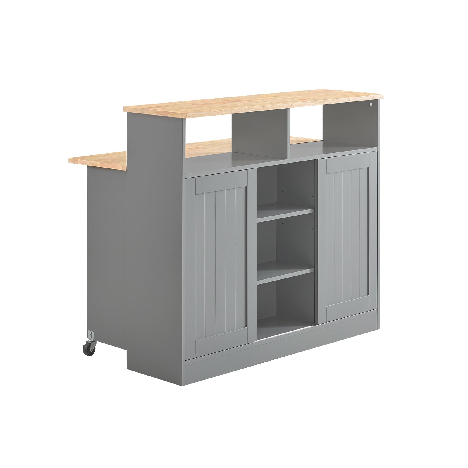 Credenza con ante scorrevoli Isola cucina con piano di lavoro espandibile Credenza cucina Credenza grigio chiaro 110x68x97cm, FSB36-HG