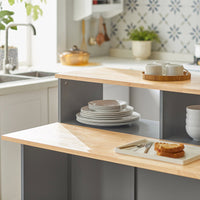 Credenza con ante scorrevoli Isola cucina con piano di lavoro espandibile Credenza cucina Credenza grigio chiaro 110x68x97cm, FSB36-HG