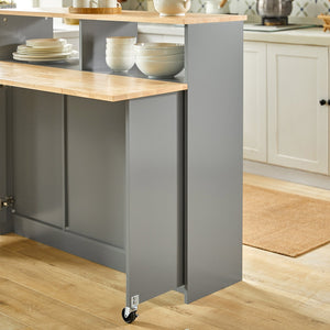 Credenza con ante scorrevoli Isola cucina con piano di lavoro espandibile Credenza cucina Credenza grigio chiaro 110x68x97cm, FSB36-HG