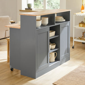 Credenza con ante scorrevoli Isola cucina con piano di lavoro espandibile Credenza cucina Credenza grigio chiaro 110x68x97cm, FSB36-HG