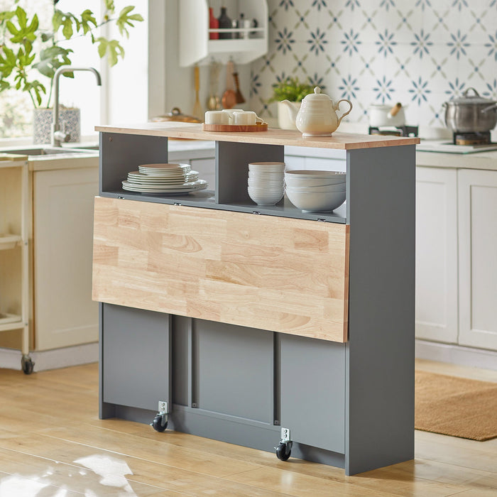 Credenza con ante scorrevoli Isola cucina con piano di lavoro espandibile Credenza cucina Credenza grigio chiaro 110x68x97cm, FSB36-HG