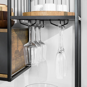 Consolle da Cucina Consolle Tavolo da ingresso Tavolino laterale con 3 ripiani, 1 cassetto, 1 portabottiglie e 2 portabibite stile industriale L100xP33xA95 cm, FSB56-F