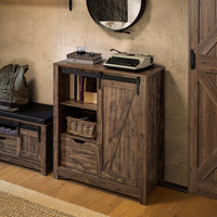 Credenza con anta scorrevole, Scarpiera con porta fienile, Mobile da ingresso, Armadio multifunzionale, FSB59-N