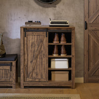 Credenza con anta scorrevole, Scarpiera con porta fienile, Mobile da ingresso, Armadio multifunzionale, FSB59-N