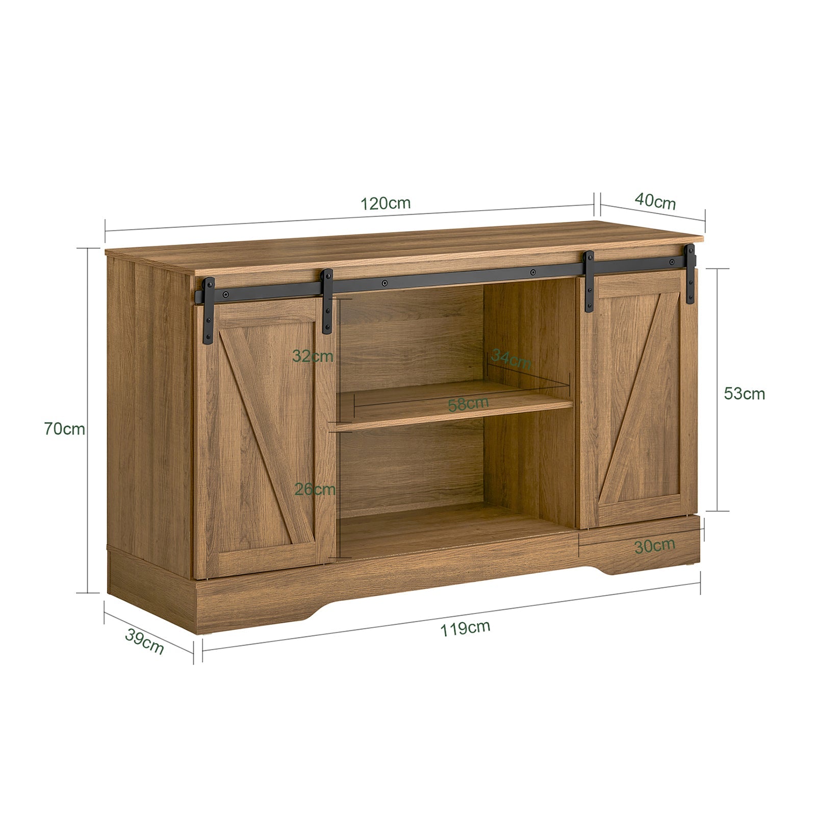 Credenza con ante scorrevoli, Mobile da ingresso, Scarpiera, Armadietto multifunzionale Noce FSB60-BR SoBuy