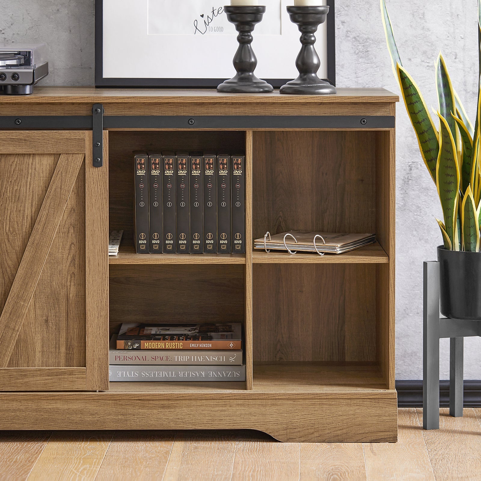 Credenza con ante scorrevoli, Mobile da ingresso, Scarpiera, Armadietto multifunzionale Noce FSB60-BR SoBuy