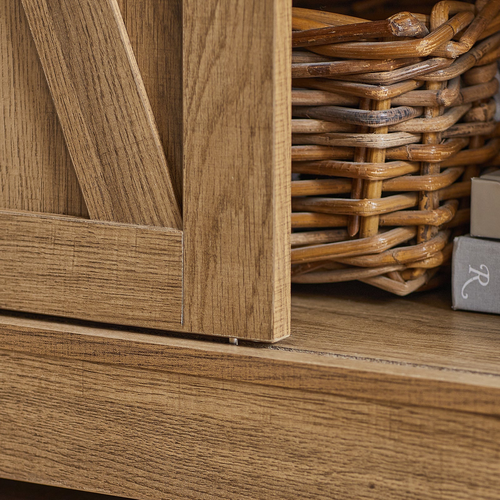 Credenza con ante scorrevoli, Mobile da ingresso, Scarpiera, Armadietto multifunzionale Noce FSB60-BR SoBuy