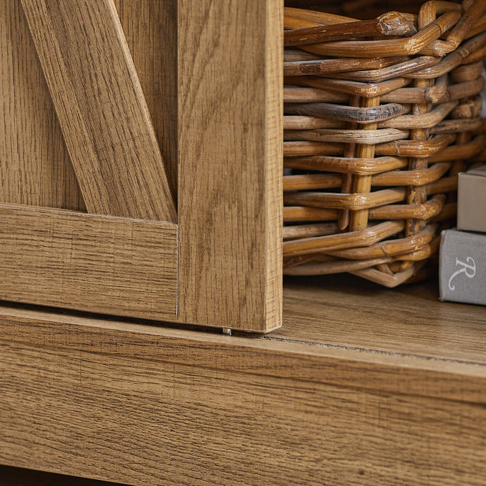 Credenza con ante scorrevoli, Mobile da ingresso, Scarpiera, Armadietto multifunzionale Noce FSB60-BR SoBuy