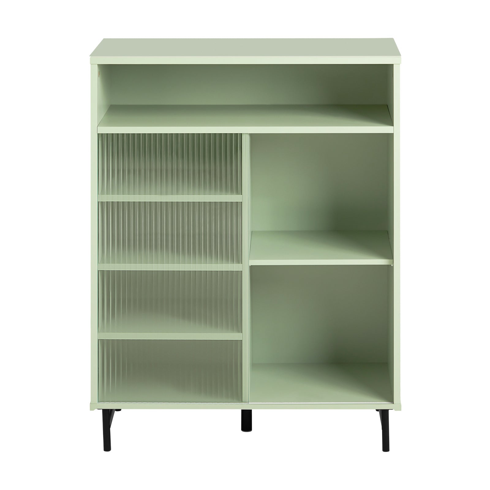 Credenza con anta scorrevole in vetro Cassettiera Mobile da cucina Scarpiera da ingresso 70x33x90cm Verde FSB61-GR 