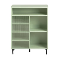 Credenza con anta scorrevole in vetro Cassettiera Mobile da cucina Scarpiera da ingresso 70x33x90cm Verde FSB61-GR 