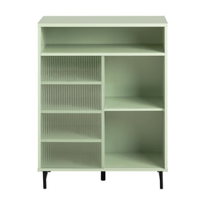 Credenza con anta scorrevole in vetro Cassettiera Mobile da cucina Scarpiera da ingresso 70x33x90cm Verde FSB61-GR 