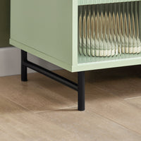 Credenza con anta scorrevole in vetro Cassettiera Mobile da cucina Scarpiera da ingresso 70x33x90cm Verde FSB61-GR 