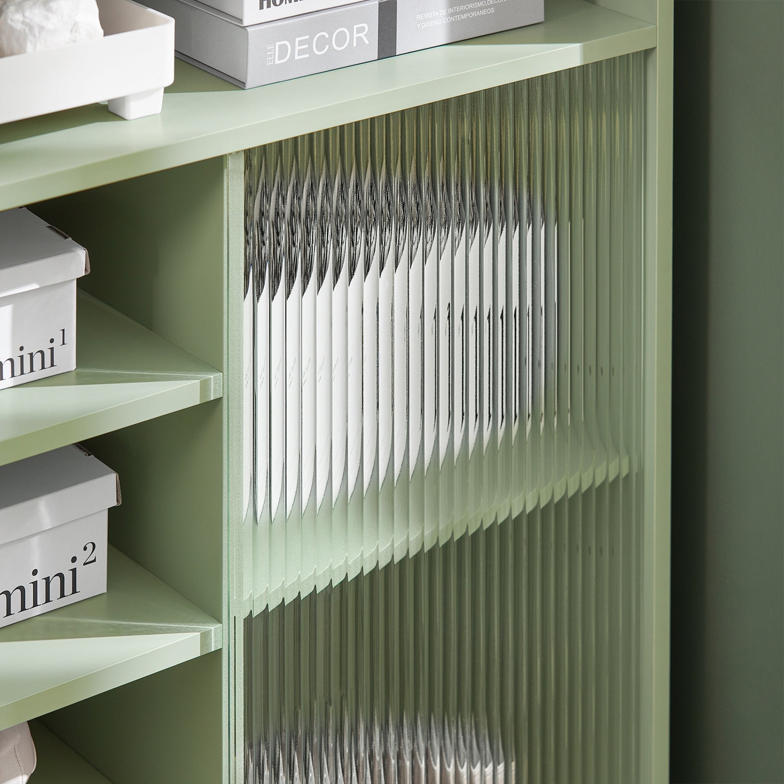 Credenza con anta scorrevole in vetro Cassettiera Mobile da cucina Scarpiera da ingresso 70x33x90cm Verde FSB61-GR 