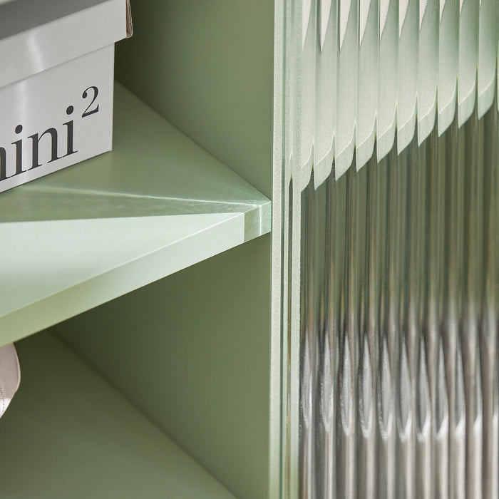 Credenza con anta scorrevole in vetro Cassettiera Mobile da cucina Scarpiera da ingresso 70x33x90cm Verde FSB61-GR 