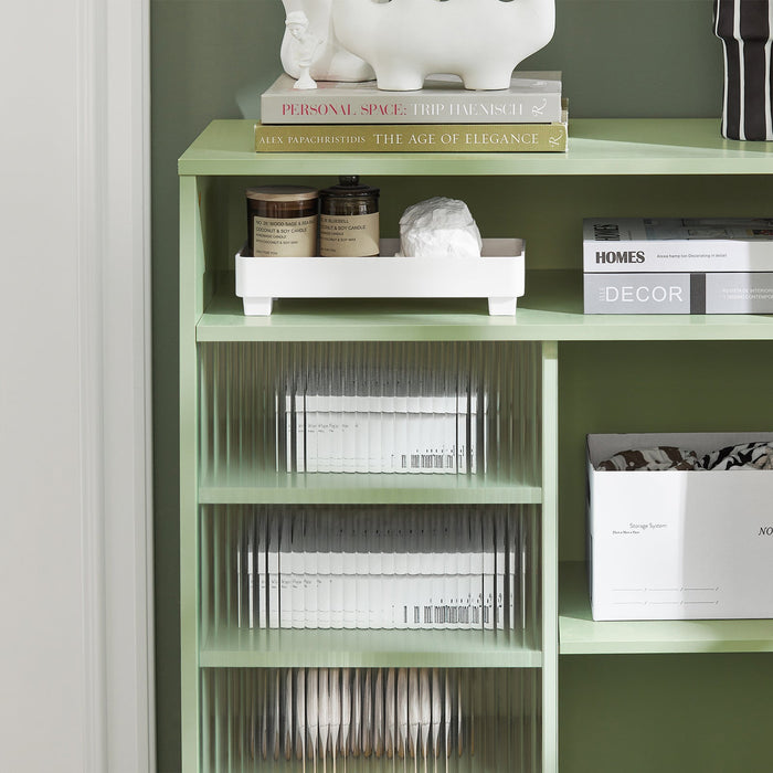 Credenza con anta scorrevole in vetro Cassettiera Mobile da cucina Scarpiera da ingresso 70x33x90cm Verde FSB61-GR 