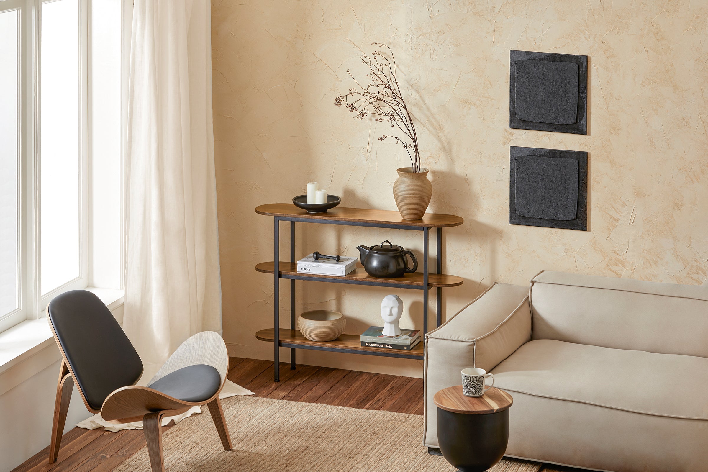 Tavolo Consolle da ingresso Tavolino stretto Tavolo decorativo Marrone 110x25x86cm FSB67-WS SoBuy