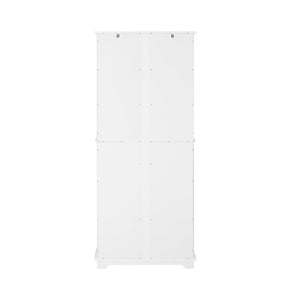 Credenza Alta Per Cucina Mobile Buffet In Legno Con 6 Scomparti E 2 Cassetti Armadio Dispensa In Stile Moderno Bianco 75x40x175cm FSB76-W