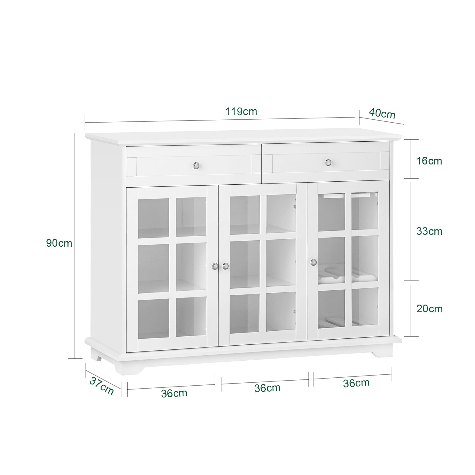 Mobile Da Cucina Isola Cucina Con Anta In Vetro Credenza Buffet Bianco119x40x90cm FSB77-W