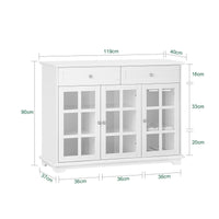 Mobile Da Cucina Isola Cucina Con Anta In Vetro Credenza Buffet Bianco119x40x90cm FSB77-W